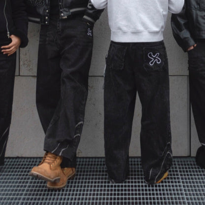 SCRATCHED JEANS BLACK